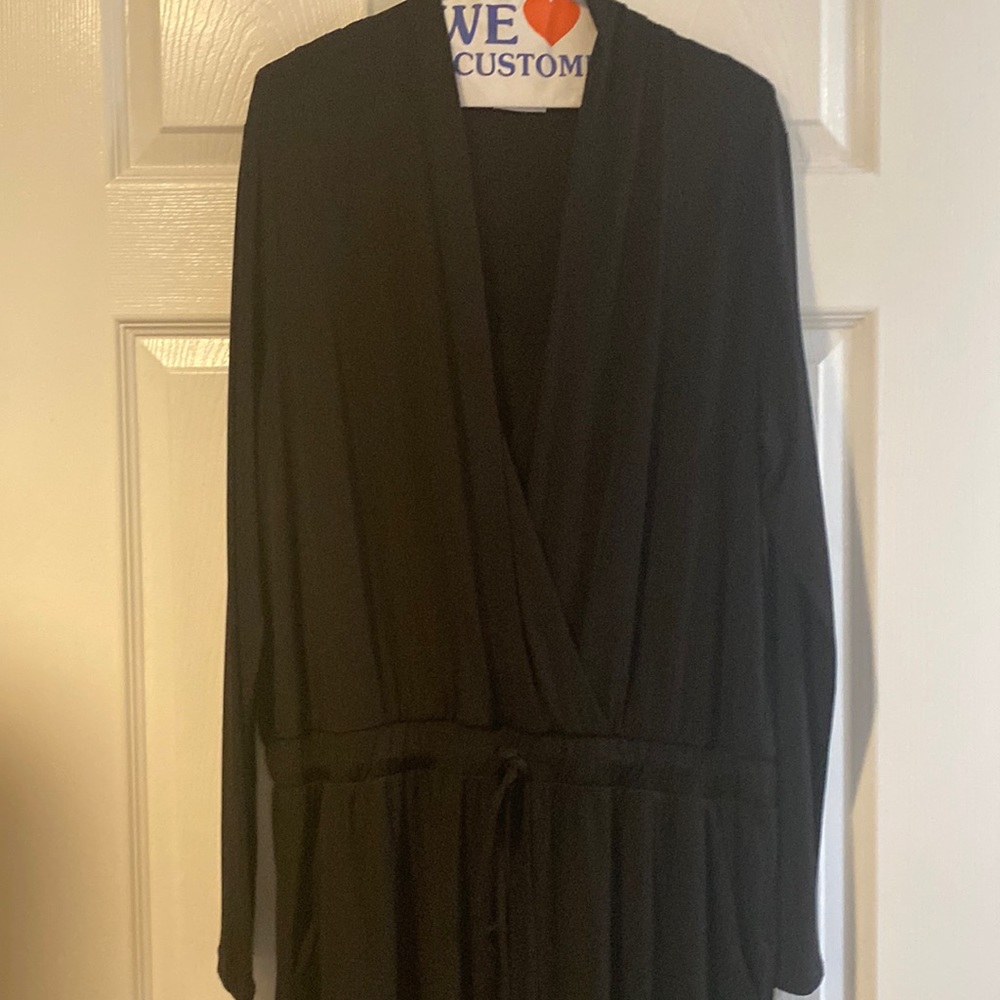 Polyester/Nylon black Jumpsuit with draw string at waist